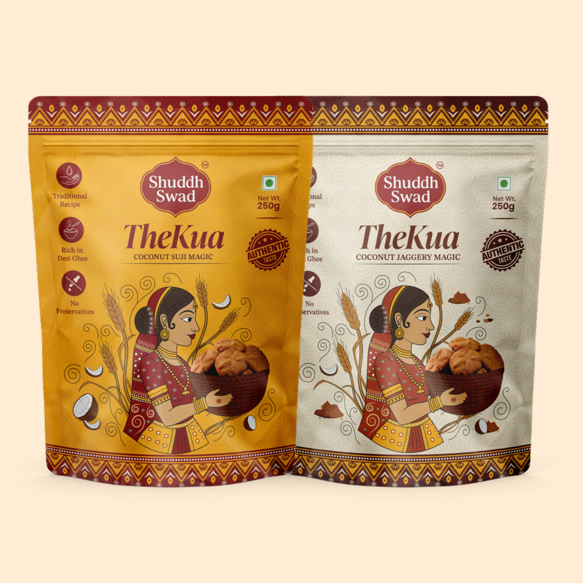 Shuddh Swad Thekua Duo – Coconut Suji + Coconut Jaggery (2 × 250g)