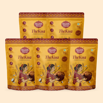 5 Pack (1250g): five pouches of Shuddh Swad Traditional Bihari Thekua (Coconut Suji Magic)